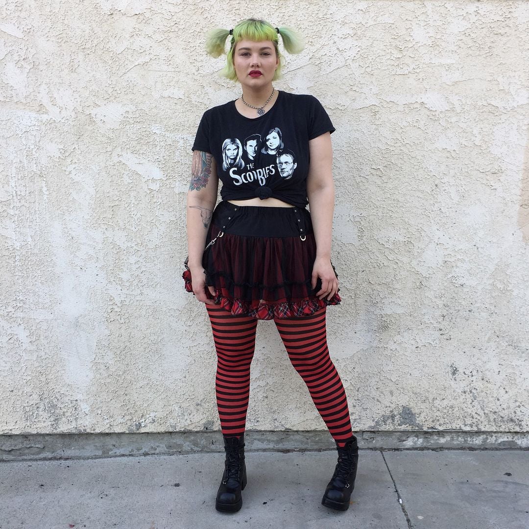Vintage Layered Tripp NYC Plaid & Mesh Mini Skirt - XL/2X