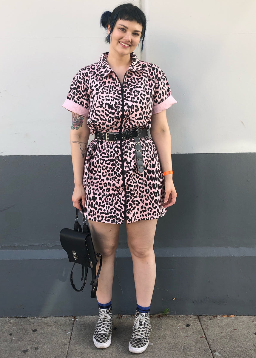 leopard print shirt dress Stretch Cotton Lauren Leopard Print Mini Pocket Dress