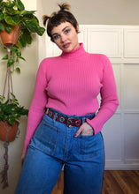 Vintage Perfect Shade of Pink Ribbed Turtleneck - XL
