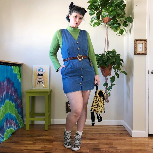 Vintage Raw Hem Denim Jumper Dress - L Isabel Hendrix Vintage Raw Hem Denim Jumper Dress - L Isabel Hendrix