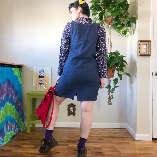 denim jumper dress pattern ebossy Women's Sleeveless V Neck Denim Overall Jumper Dress Casual Loose Double Spaghetti Straps Midi Jean Dress (X-Small, Dark Blue) at Amazon Women's Clothing store