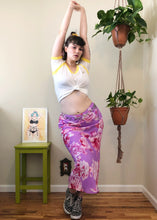 Vintage Purple & Pink Floral Maxi Skirt - L/XL
