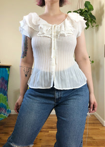 Vintage Victorian Inspired Button Front Top - M/L/XL