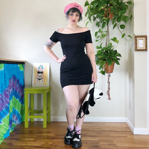 Vintage Black Mini Dress - L/XL