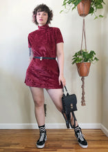 Vintage Raspberry Velvet Rose Mini Dress - L/XL
