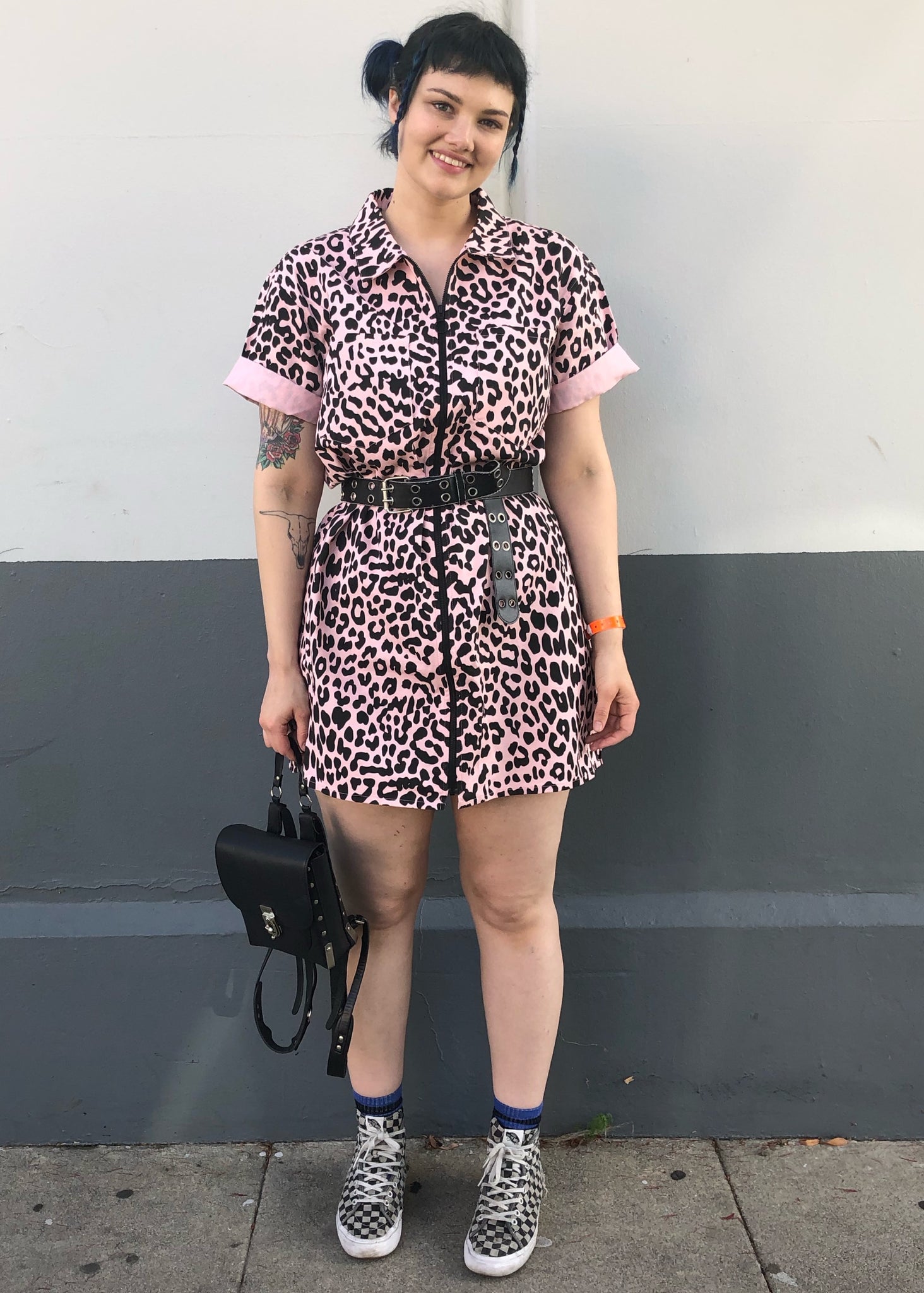 leopard print shirt dress Lazy Oaf Pink Leopard Shirt Dress