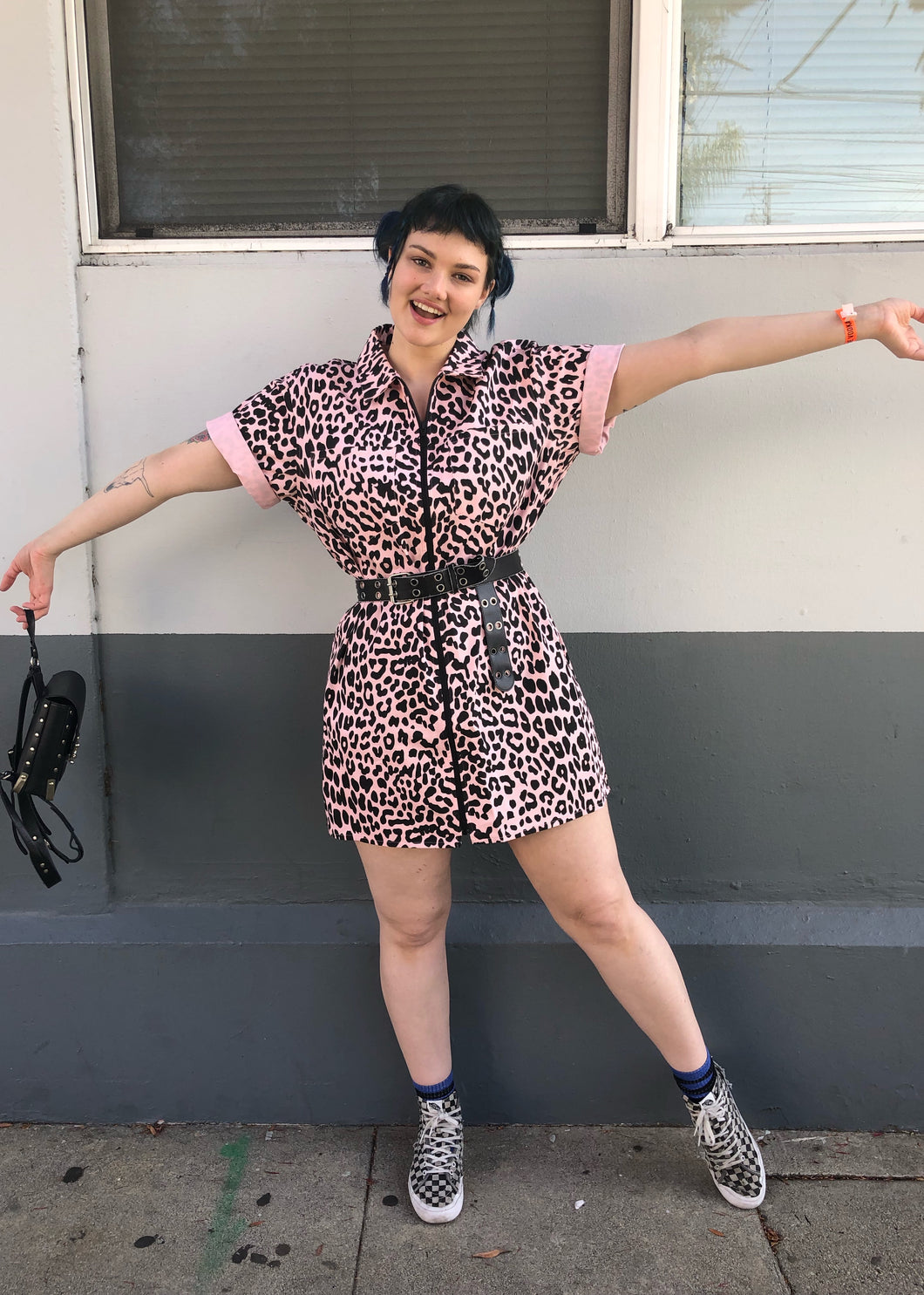 Lazy Oaf Pink Leopard Shirt Dress Lazy Oaf Pink Leopard Shirt Dress