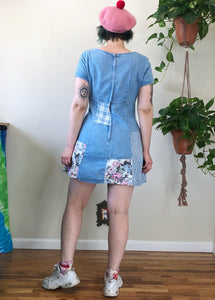 Vintage Denim Patchwork Mini Dress - XL