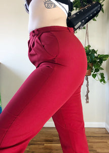 Vintage Bright Red Pleated Trousers - M/L
