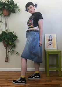 Vintage Stitched Denim Skirt - XL/2X