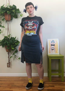 Vintage Lace Up Denim Skirt - L/XL