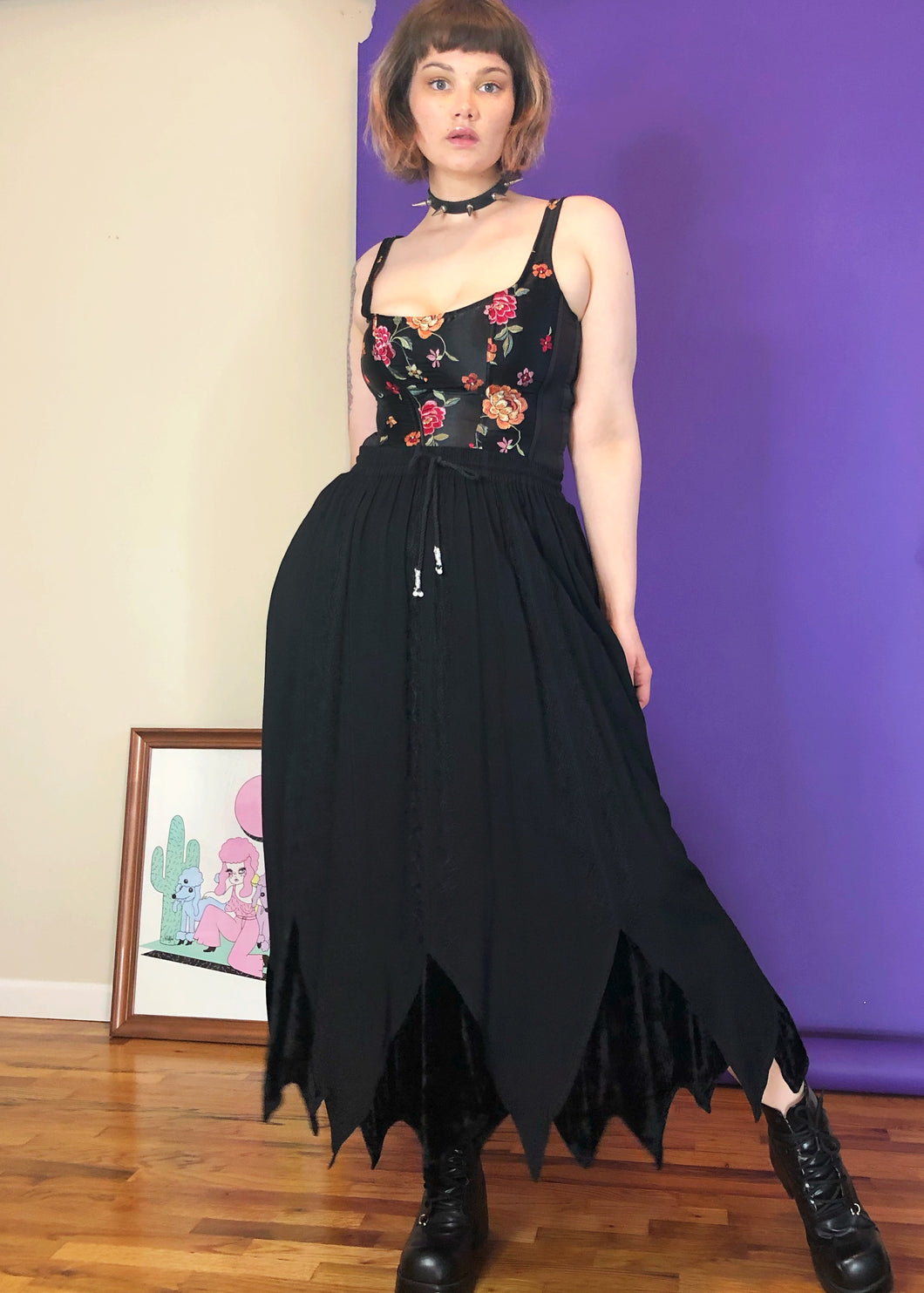 Vintage Witchy Black Maxi Skirt - L/XL/2X