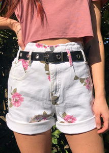 Vintage Floral Denim Shorts - L
