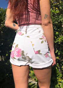 Vintage Floral Denim Shorts - L