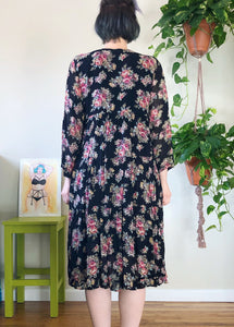 Vintage Floral Button Up Maxi Dress - L/XL/2X