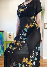 Vintage Butterfly Sheer Maxi Dress - L/XL/2X
