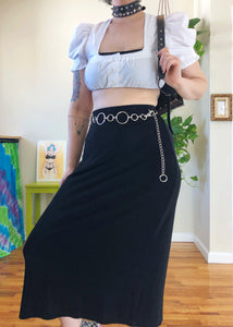 Vintage Slinky Black Maxi Skirt - 3X/4X/5X