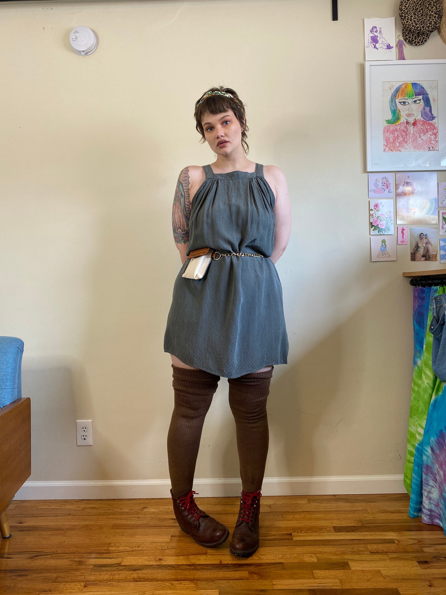 Altered Vintage Sage Green Dress - XL, 2X, 3X Isabel Hendrix Altered Vintage Sage Green Dress - XL, 2X, 3X Isabel Hendrix