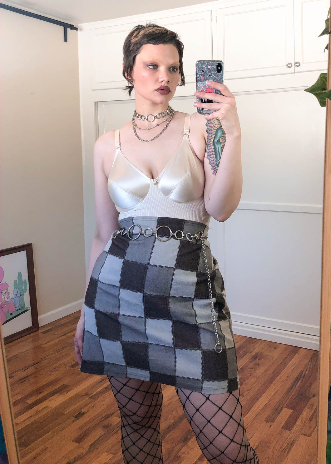 Vintage Faux Suede Patchwork Skirt - 2X
