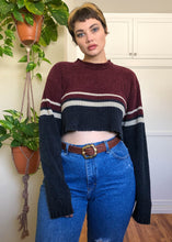 Vintage Striped Chenille Raw Cropped Sweater - XL/2X/3X