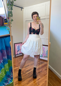 Vintage Cream Lace & Bird Skirt - XL