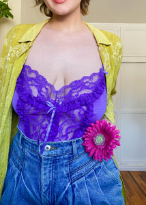 Vintage Orchid Purple Lacey Bodysuit - L/XL