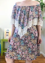 Vintage Muted Tone Floral Handkerchief Dress - L/XL