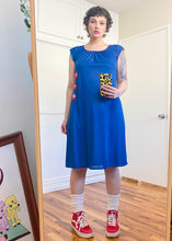 Vintage Deep Blue Floral Decal Nightie Dress - L/XL