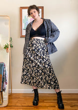 Vintage Black and White Floral Maxi Skirt - XL