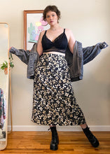 Vintage Black and White Floral Maxi Skirt - XL