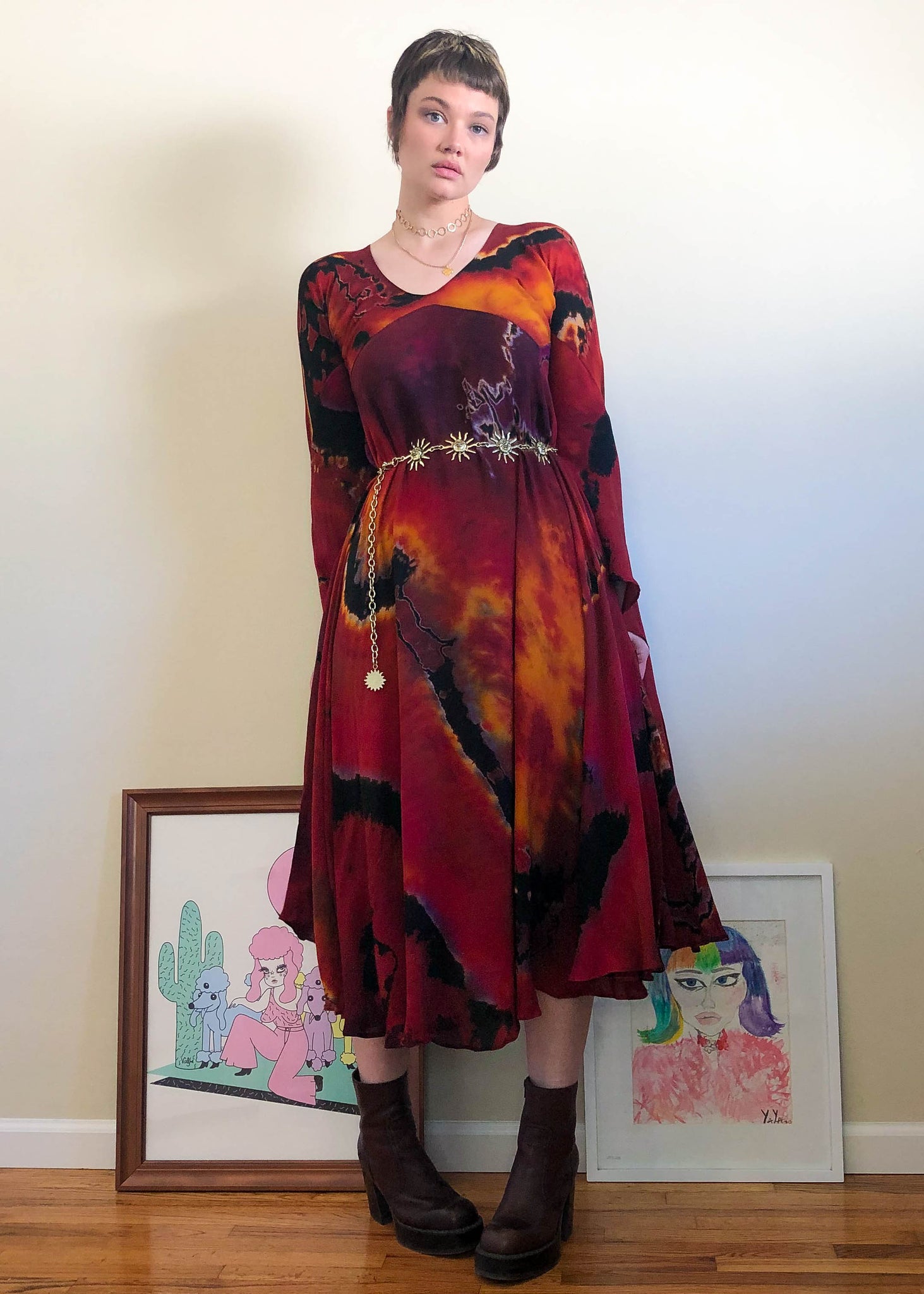 Vintage Fire Fairy Tie Dye Dress - XS/S/M Isabel Hendrix Vintage Fire Fairy Tie Dye Dress - XS/S/M Isabel Hendrix