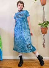 Vintage Teal Tie Dye Cat Dress - L