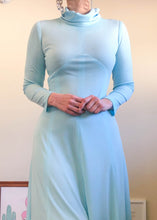 Vintage Ice Blue Space Age Turtleneck Dress - M/L