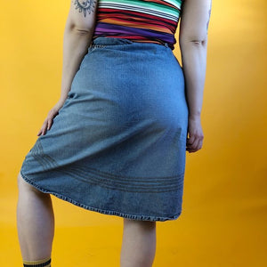 Vintage Stitched Denim Skirt - XL/2X