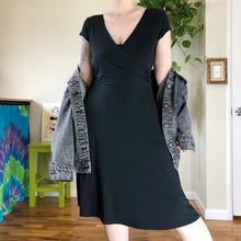 Vintage Y2K Black Faux Wrap Swishy Dress - XL/2X/3X
