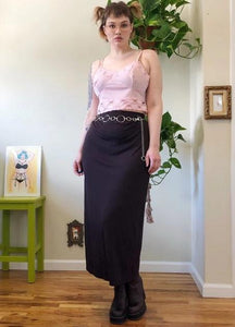 Vintage Brown Slinky Skirt - L/XL/2X