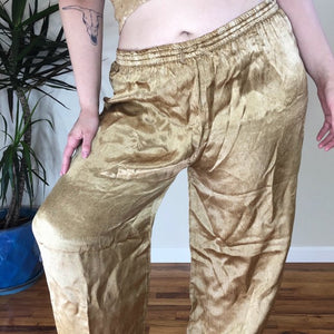 Vintage Gold Satin Pants - L/XL