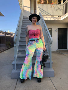 Pastel Rainbow Velvet Bell Bottoms - XL