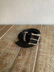 Vintage Classic Black Belt with Silver Buckle - M