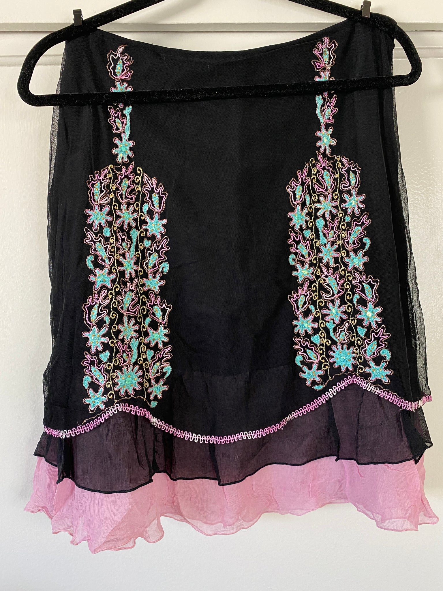 Embroidered shop layered skirt