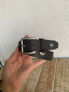 Vintage Genuine Leather Heart Belt - M