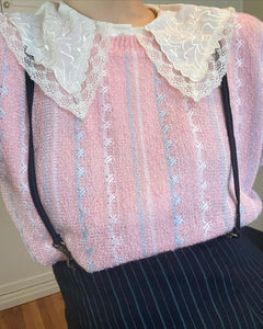 Vintage Pink Knit Sweater - L