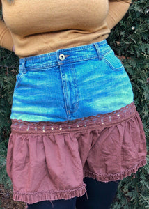 Vintage Split Fabric Denim Mini Skirt - 3X