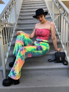 Pastel Rainbow Velvet Bell Bottoms - XL