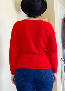 Vintage Bright Red Cardigan - L/XL